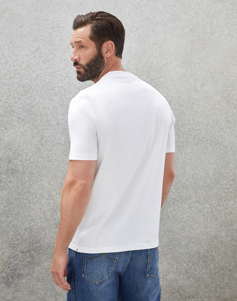 Brunello Cucinelli Cotton jersey basic fit crew neck T-shirt with print outlook