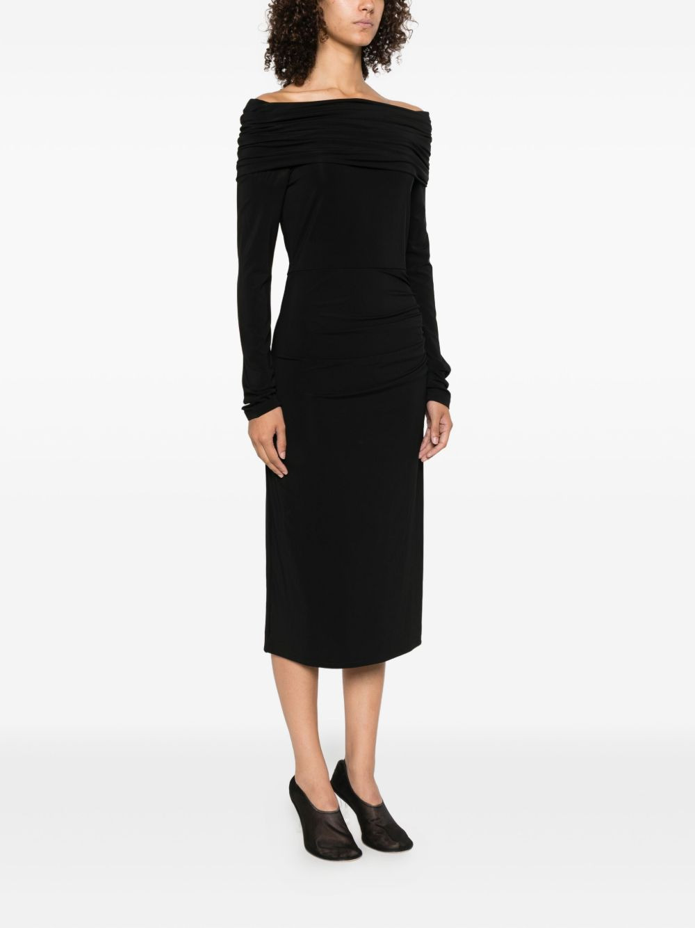 off-shoulder draped dress - 3