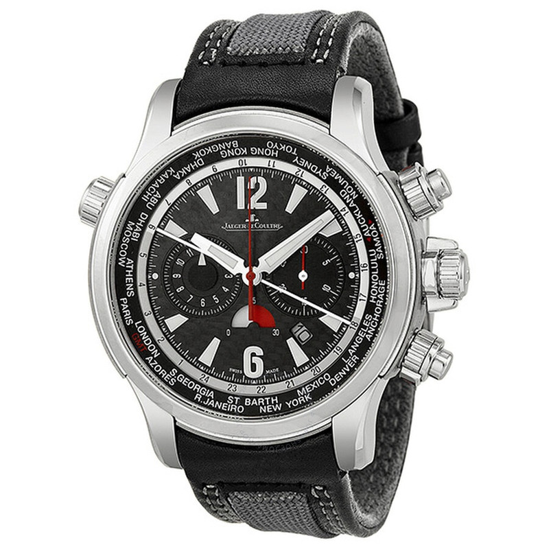 Jaeger LeCoultre Master Compressor Automatic Black Dial Black Leather Men's Watch Q1768421 - 1