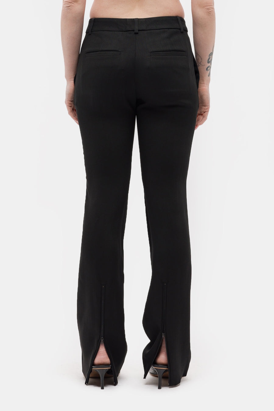 Tailored Wool Blend Trousers in Black - 3