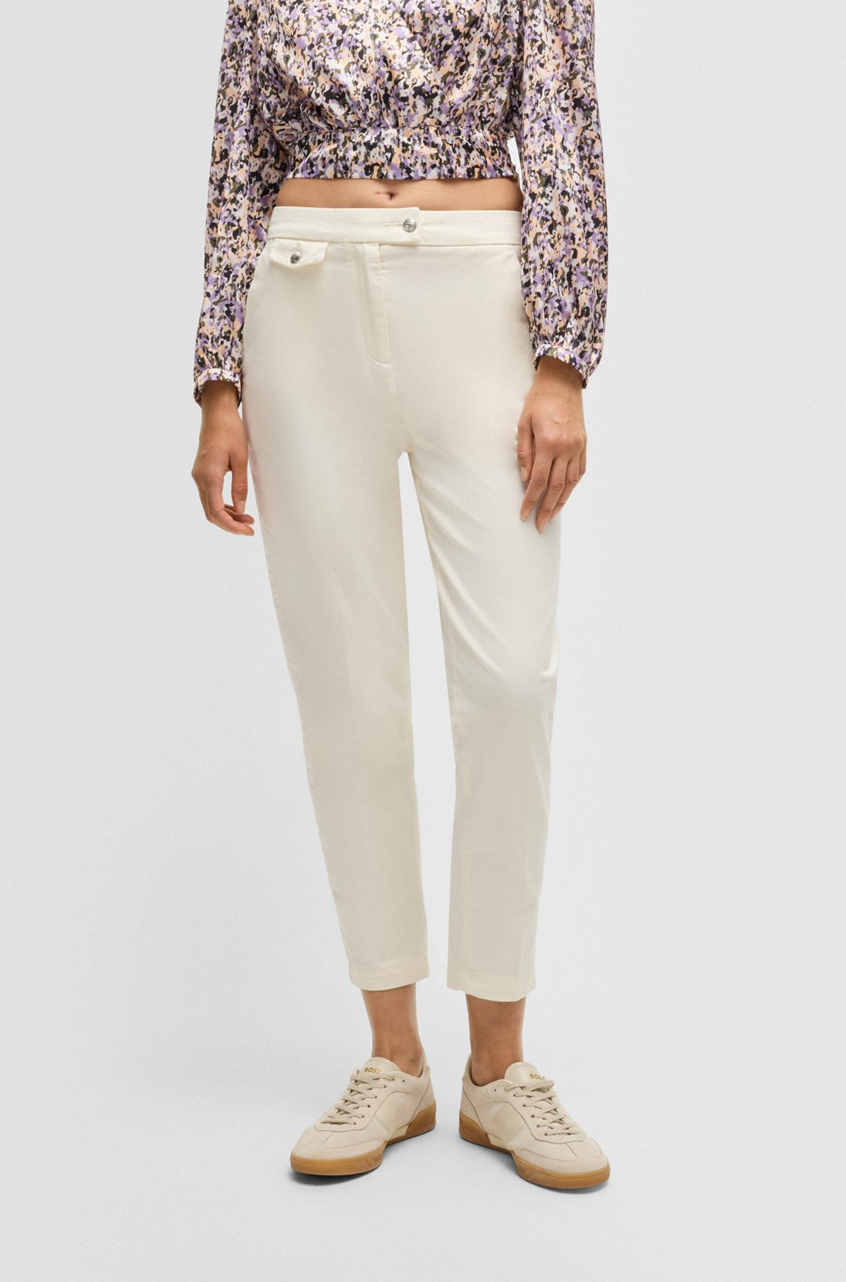 CASUAL TROUSERS IN STRETCH-COTTON SATIN - 2