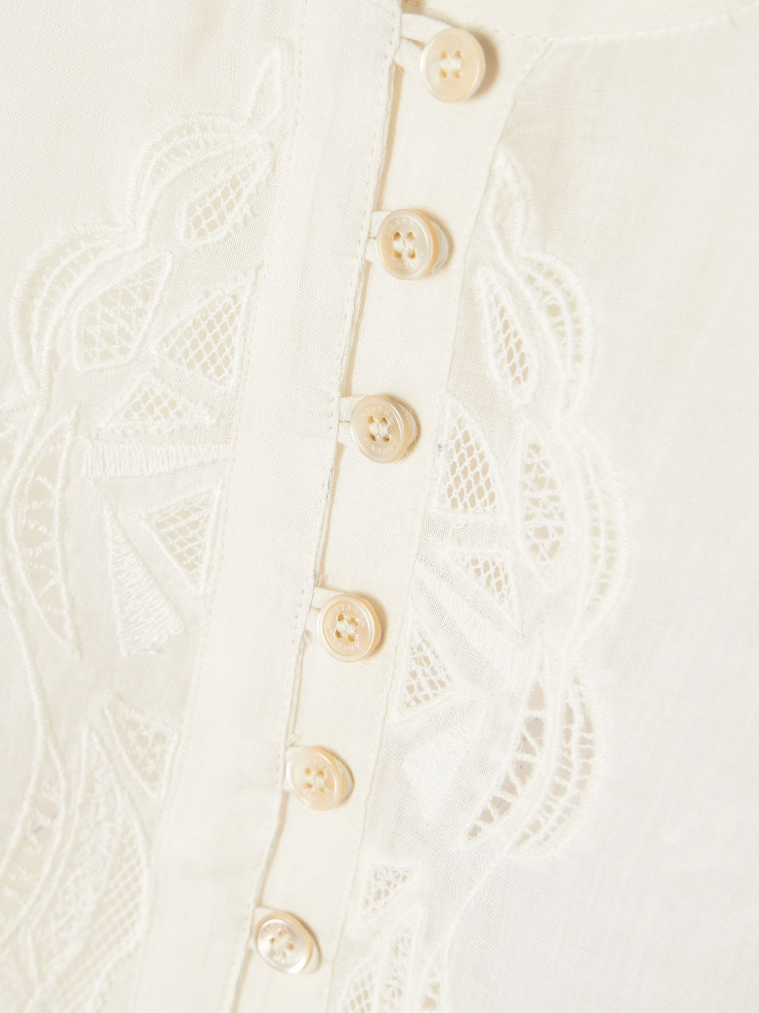 Luciele broderie anglaise-trimmed ramie blouse Ivory - 5