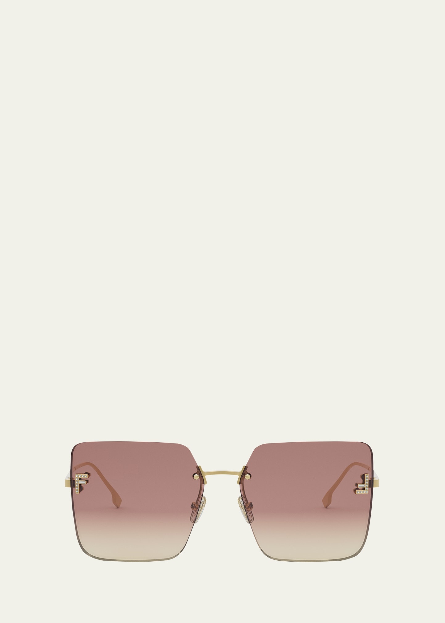 Oversized Rimless Square Metal & Nylon Sunglasses - 1