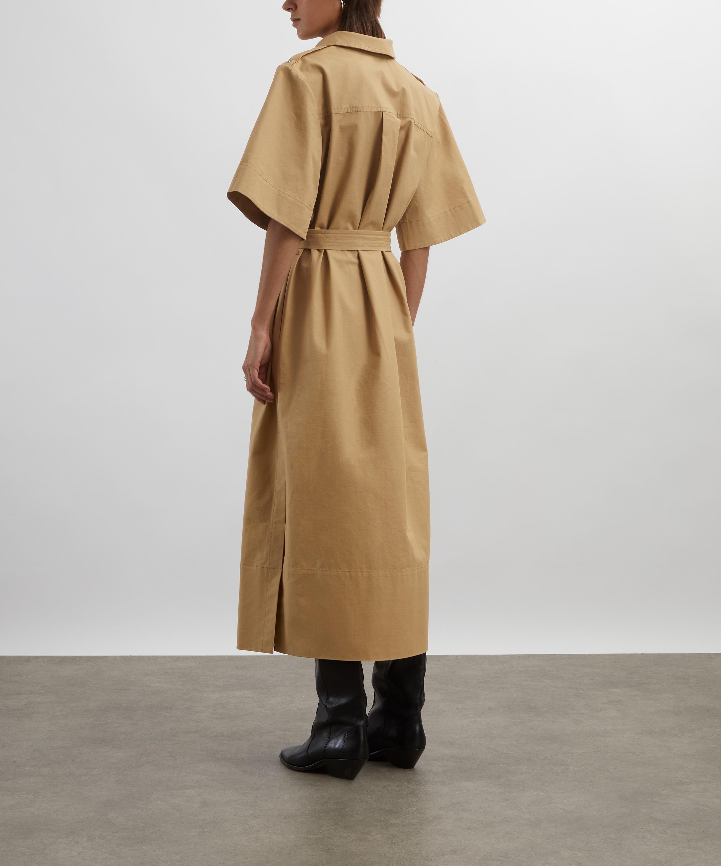 Beige Stretch Cotton Dress - 4