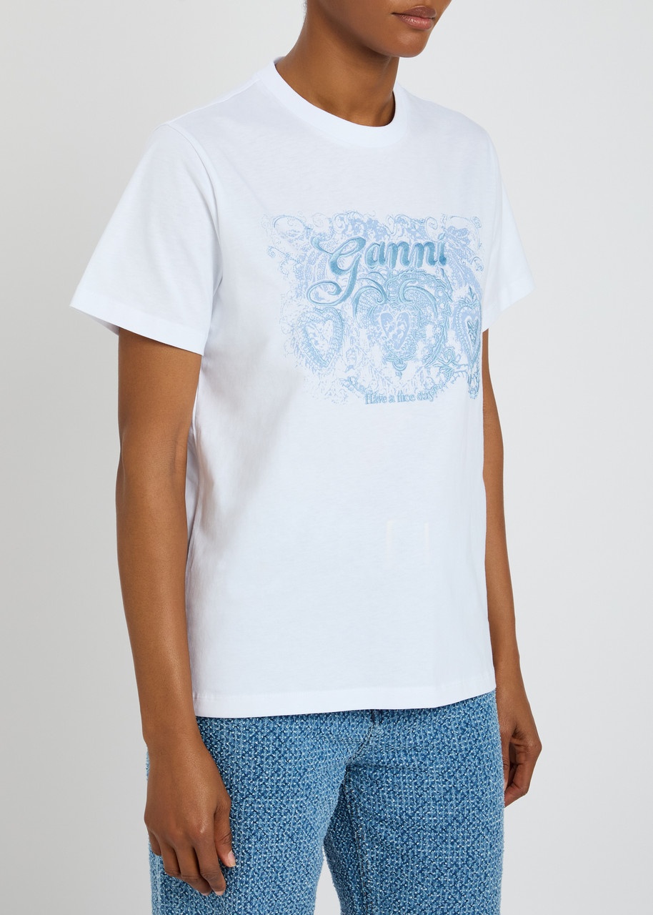 Ganni Embroidered Cotton T-shirt - 2