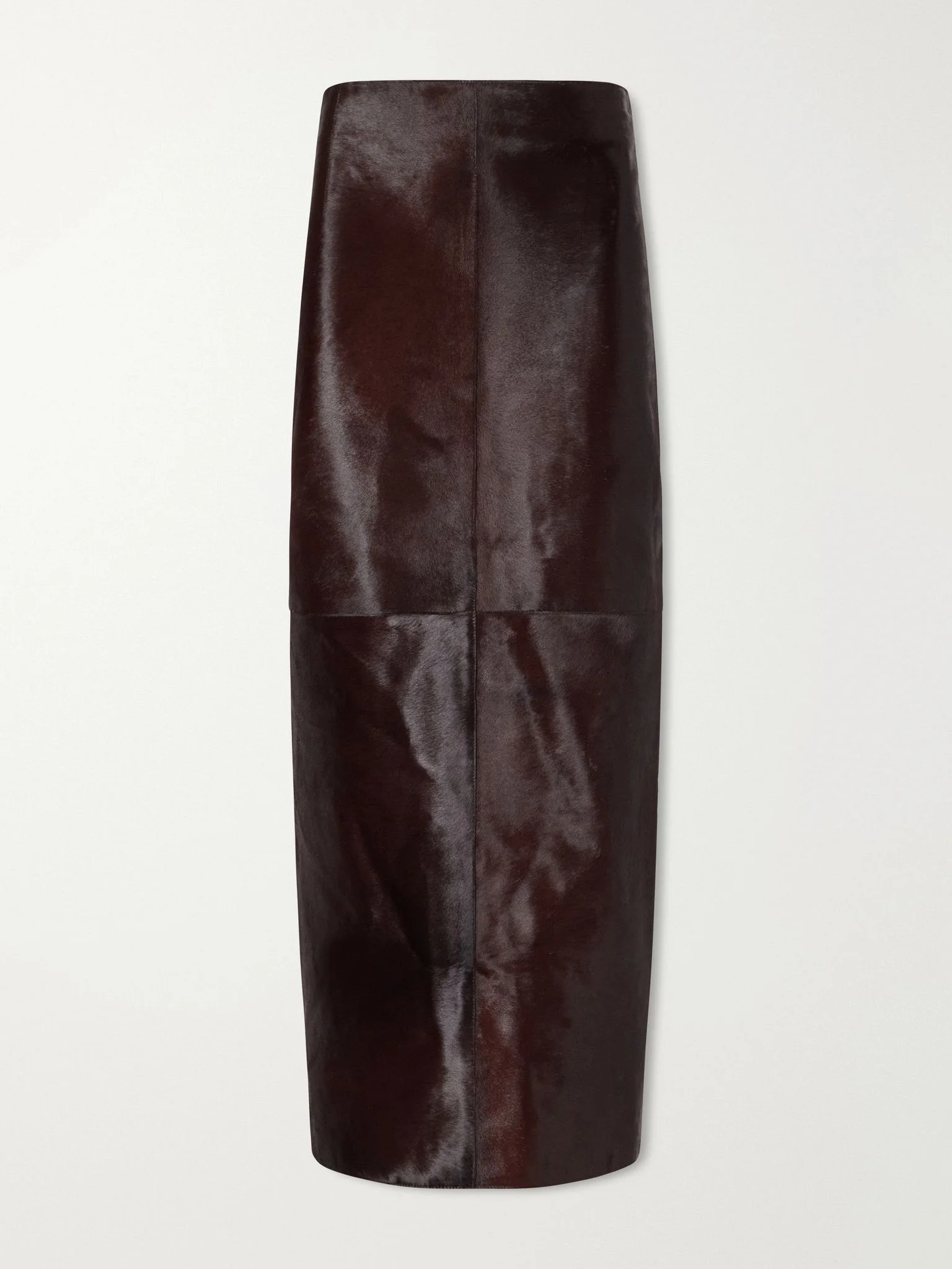 Elyse paneled calf hair midi skirt Bronze - 1
