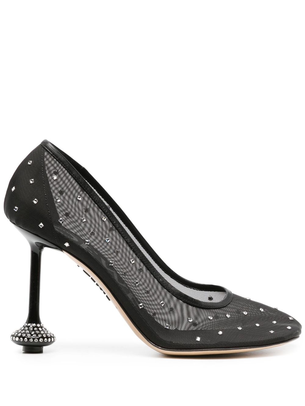 Toy 90mm rhinestone-embellished mesh pumps - 1