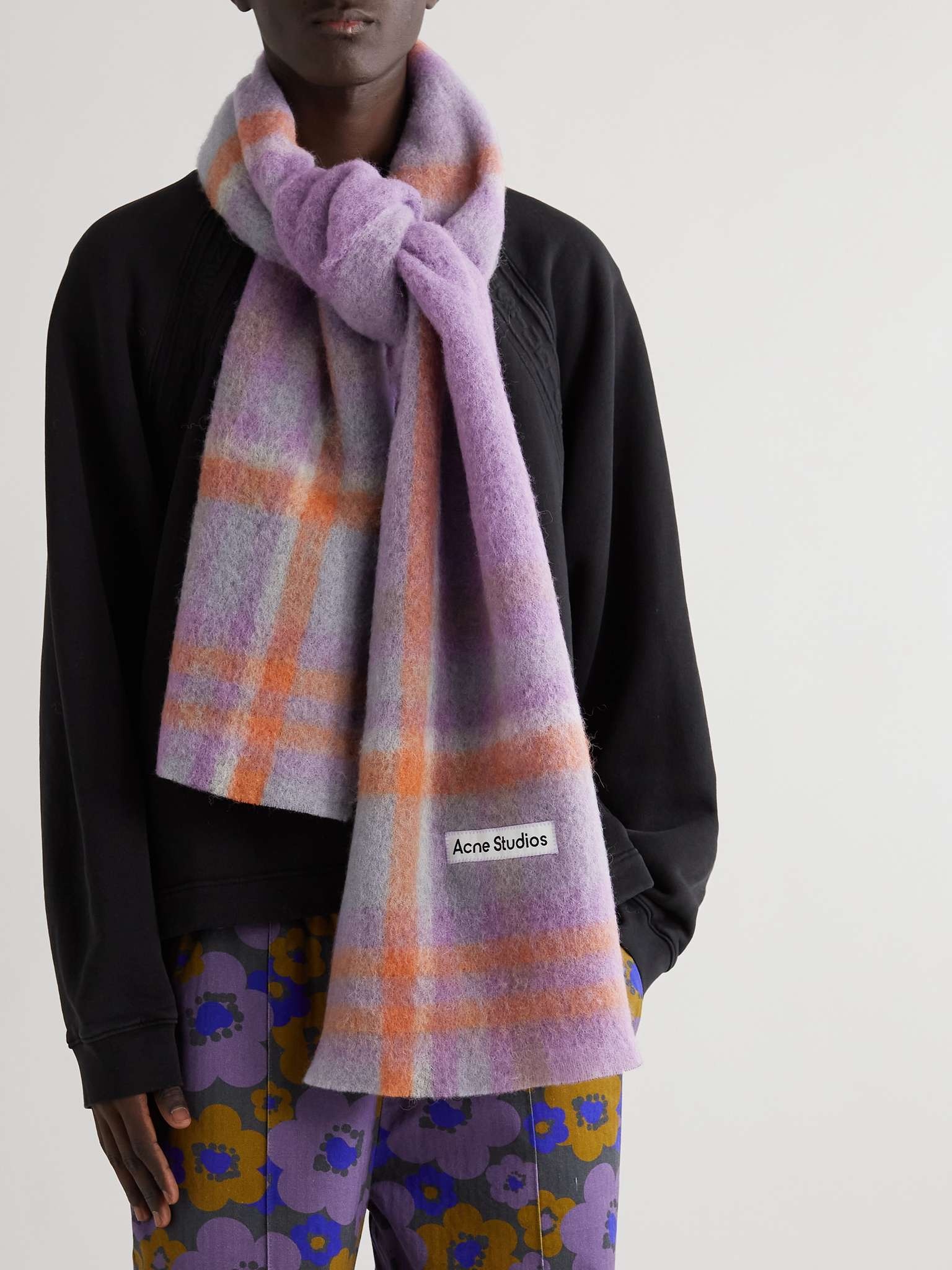 Logo-Appliquéd Checked Textured-Knit Scarf - 2