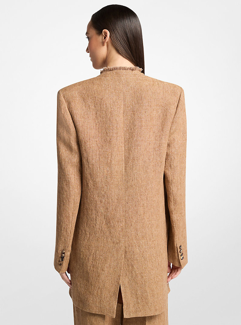 MICHAEL KORS COLLECTION Frayed Linen Collarless Blazer outlook