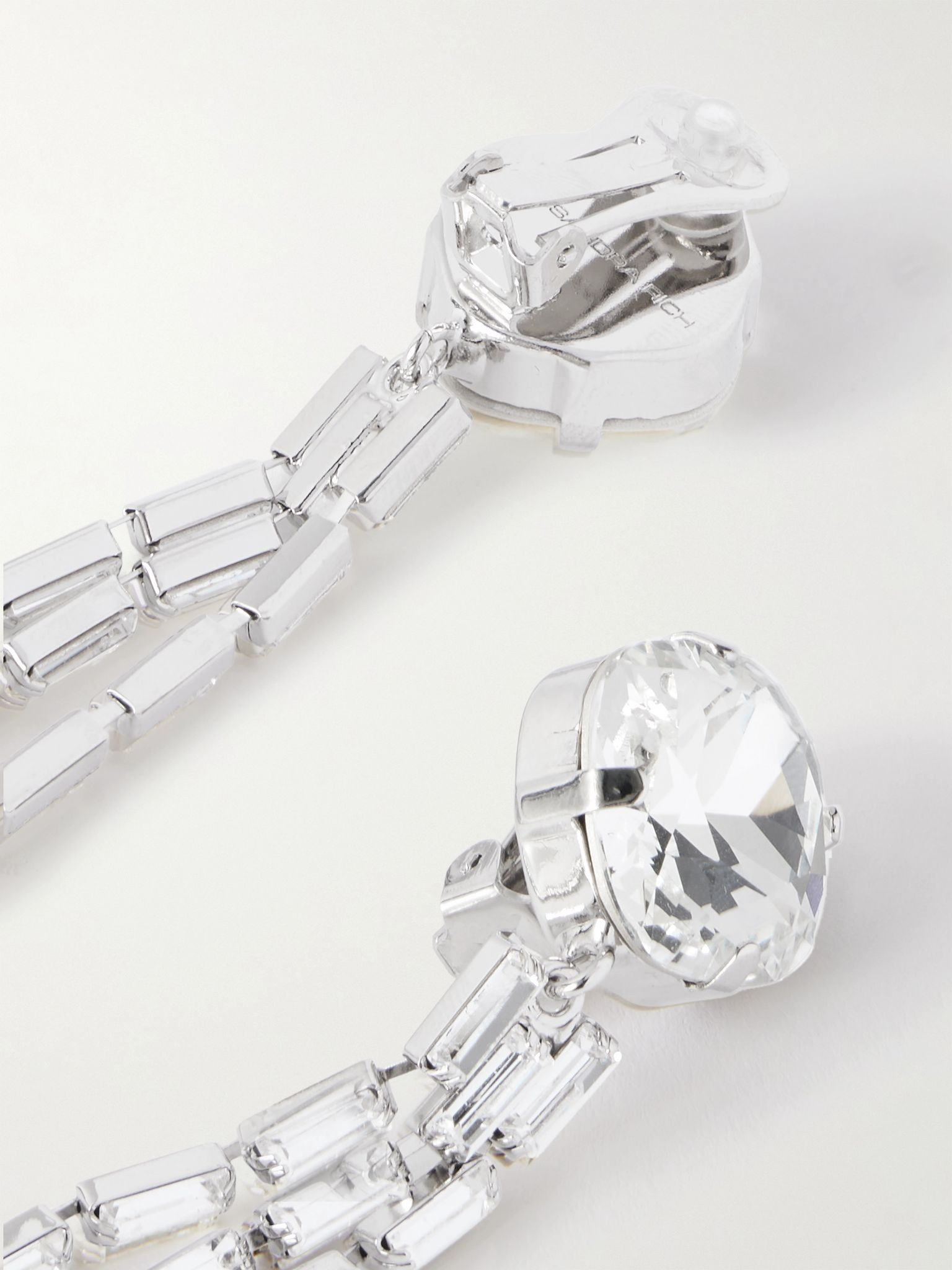 Silver-tone crystal clip earrings Silver - 3