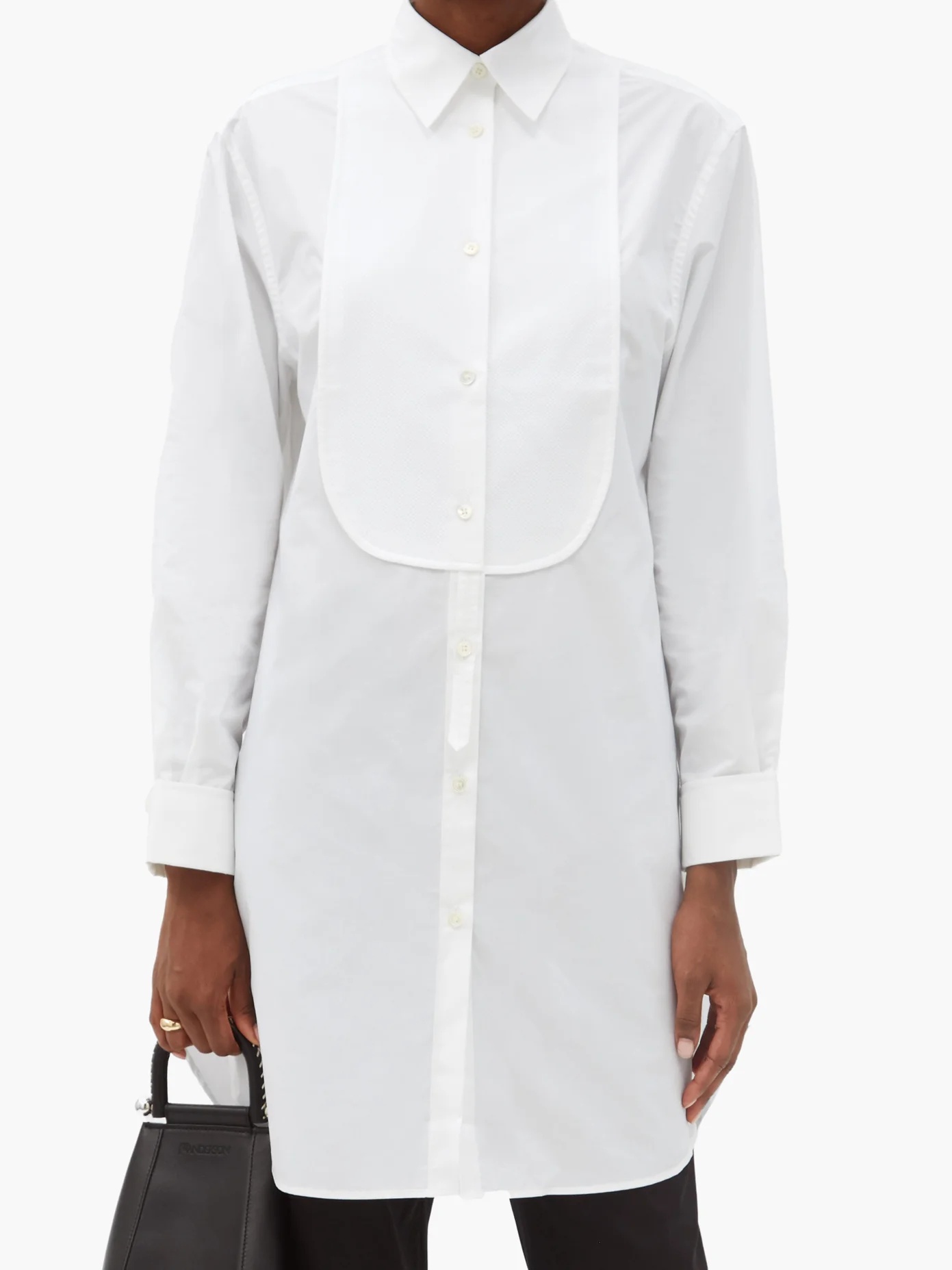 Piqué-bib cotton tuxedo tunic shirt - 6