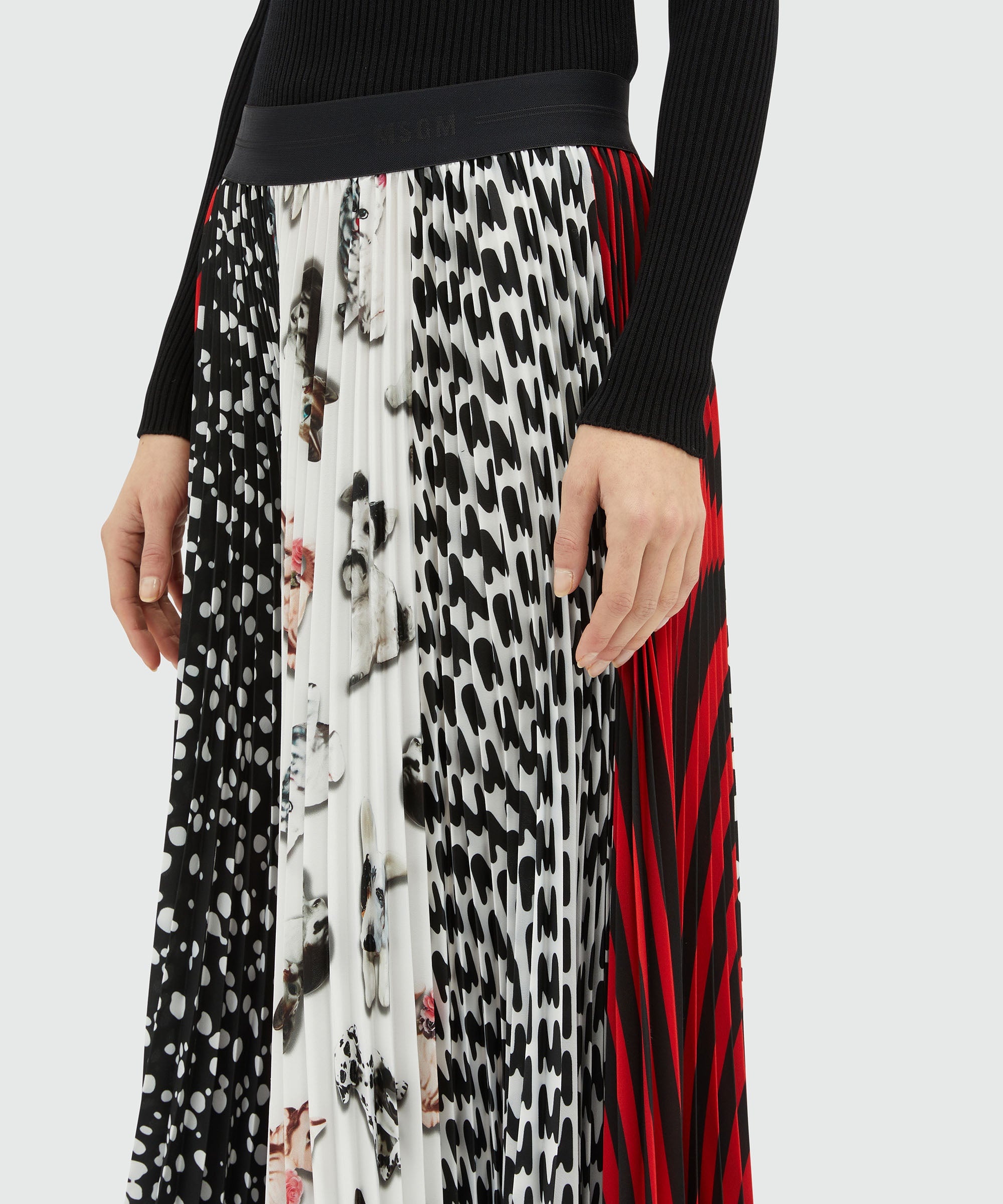 Mixed pattern pleated skirt - 5