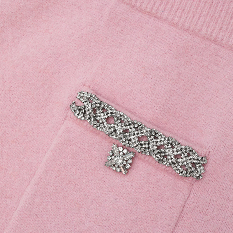 Pink Embellished Knit Midi Skirt 5