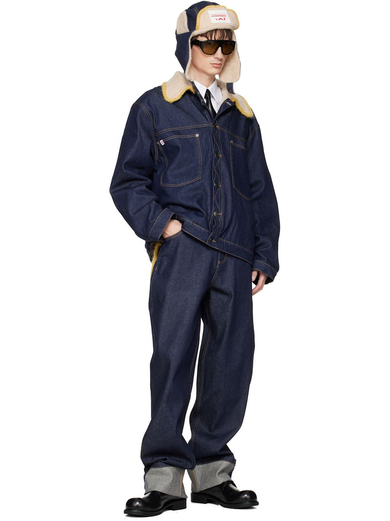 CHARLES JEFFREY LOVERBOY Navy Knitted Pocket Loose Fit Jeans outlook