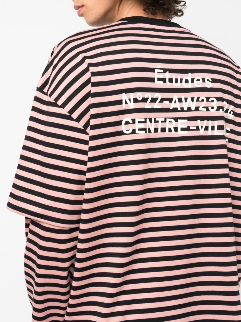stripe-patterned double-sleeve T-shirt - 6