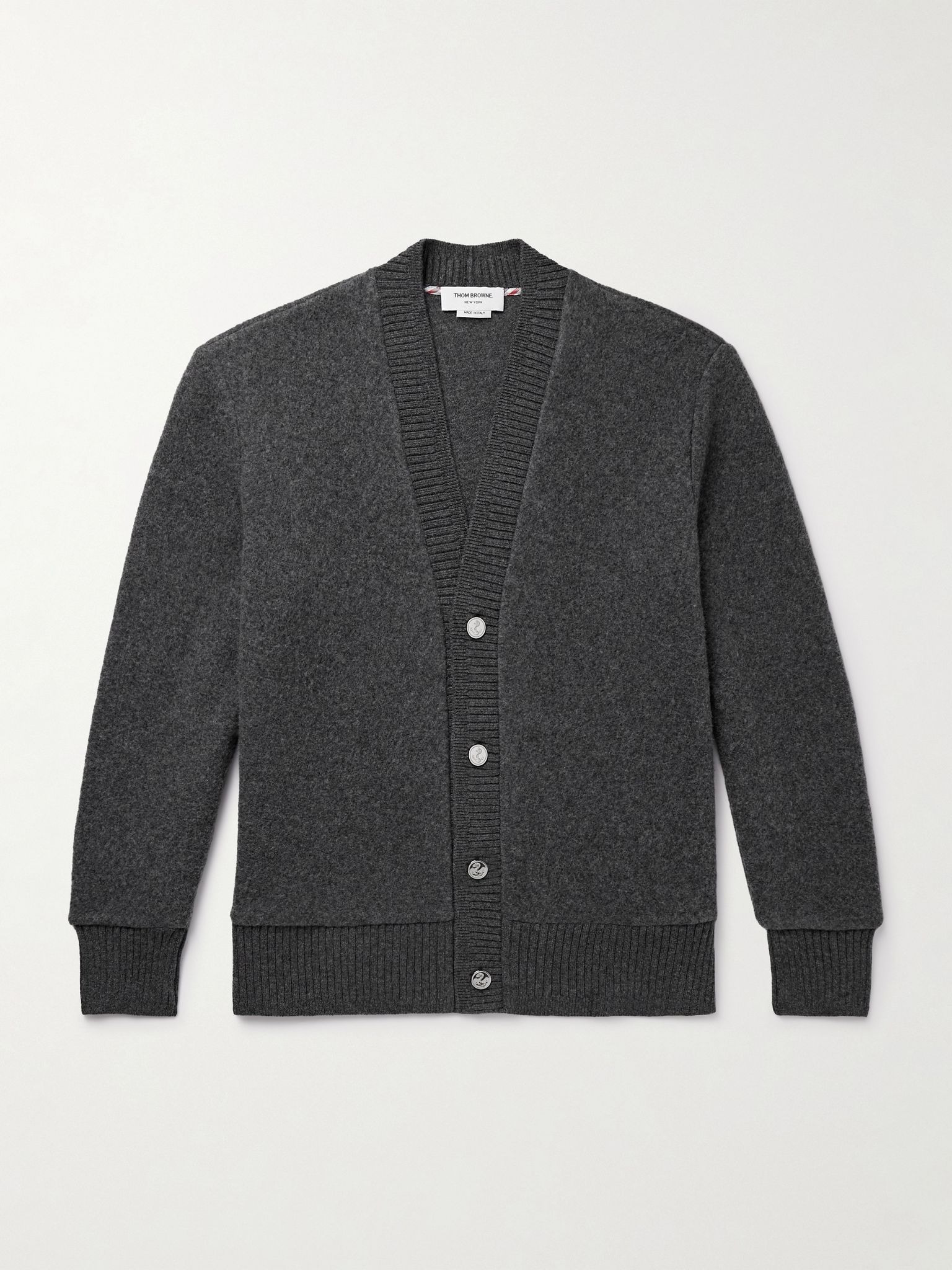 Brushed-Wool Cardigan Gray - 1