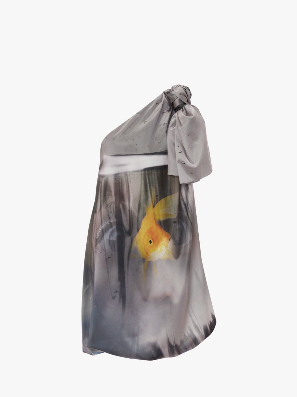 PRINTED ONE SHOULDER KNOT DRESS - 1