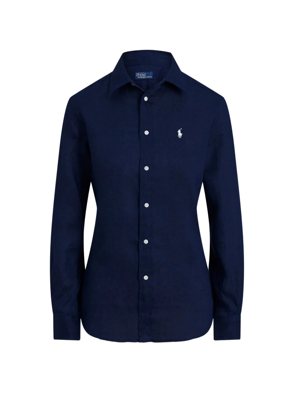 logo-embroidered linen shirt - 1