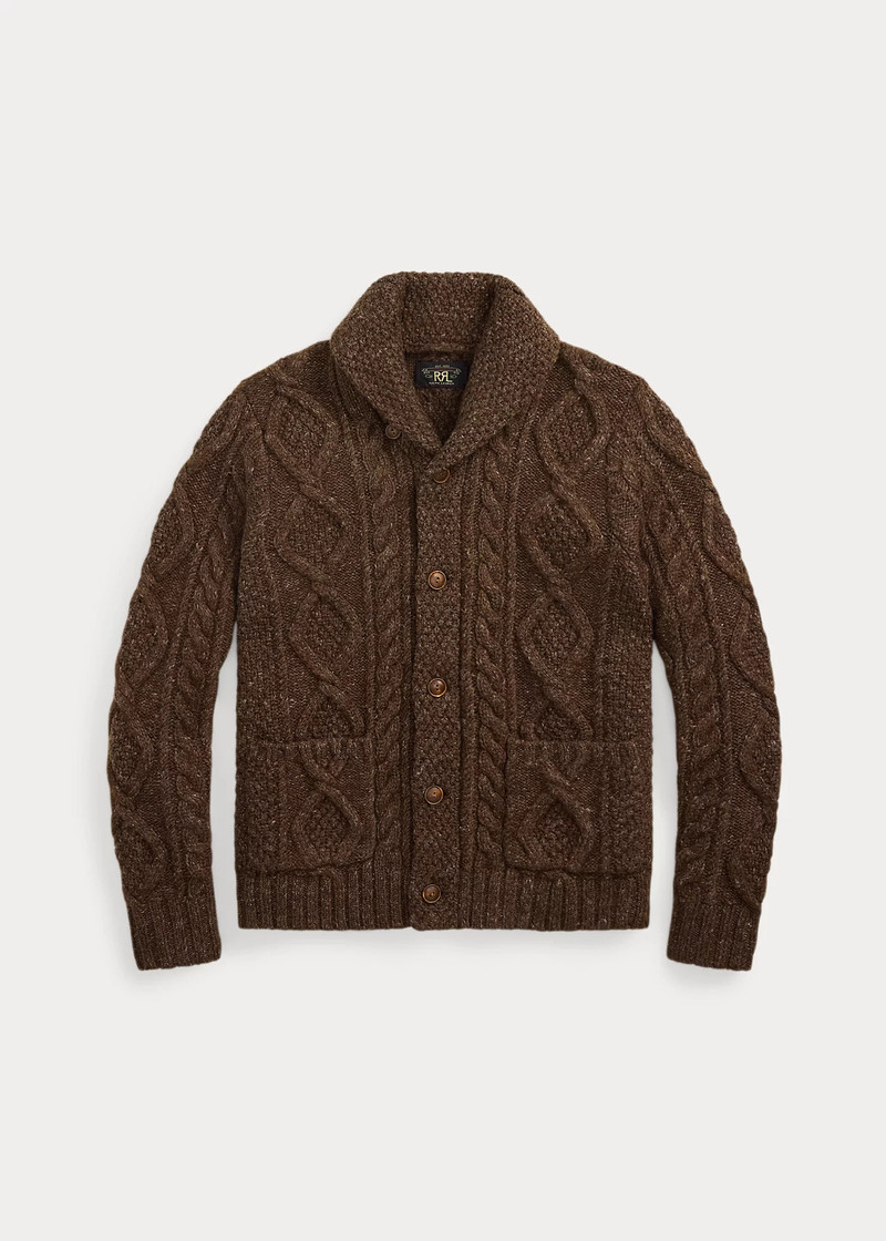Heathered Aran-Knit Shawl Cardigan 1