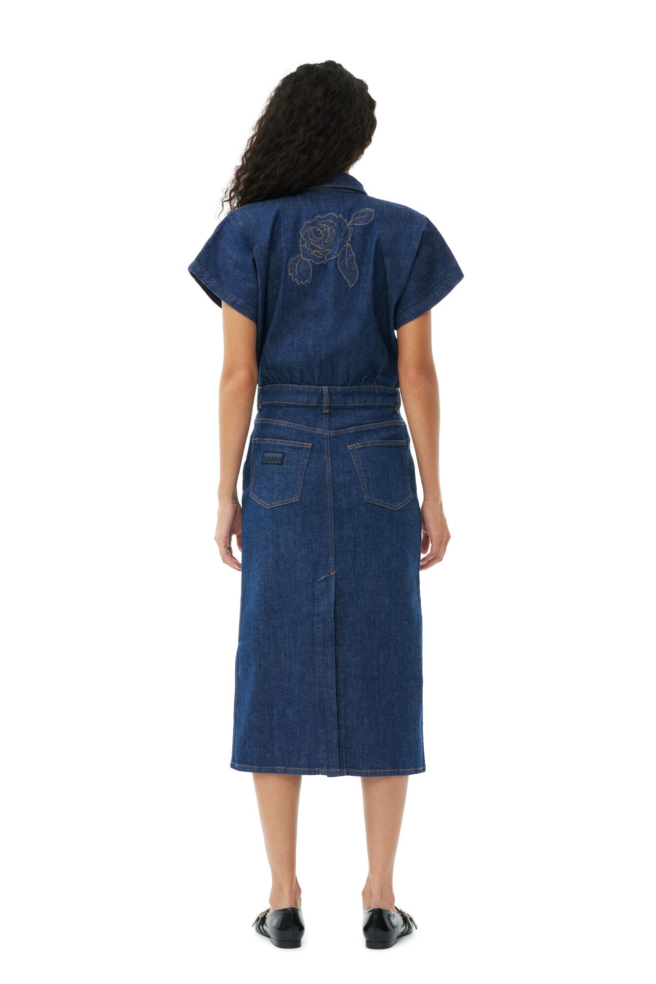 DENIM ROSE MIDI DRESS - 6