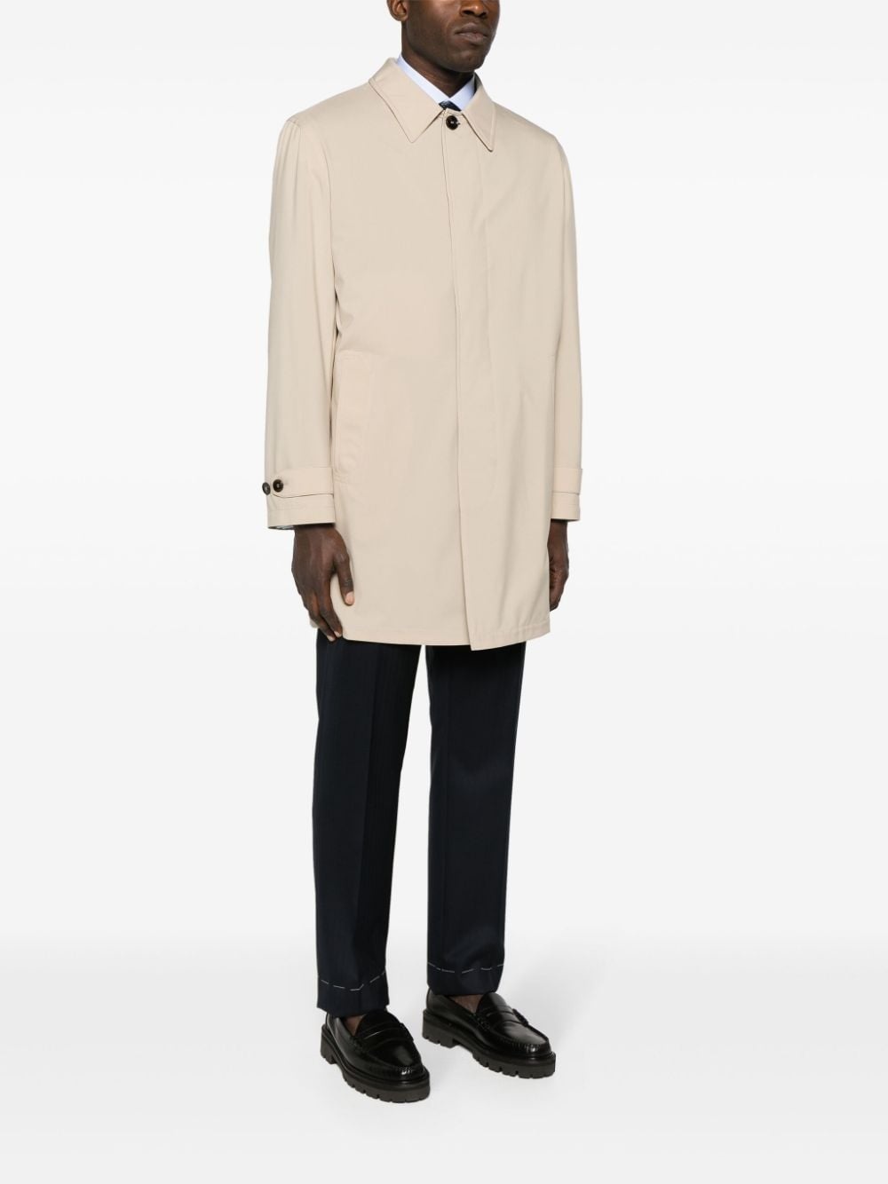 single-breasted mid-length parka - 3