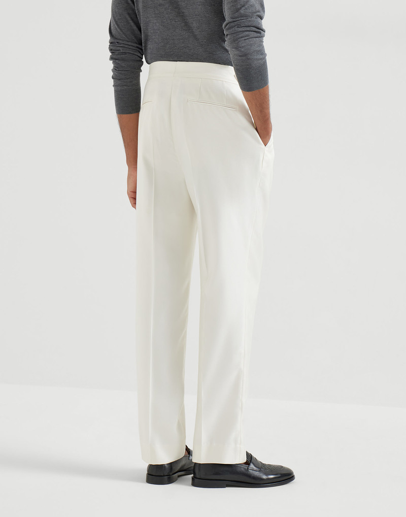 Silk diagonal tuxedo trousers with double pleats and tabbed waistband 3