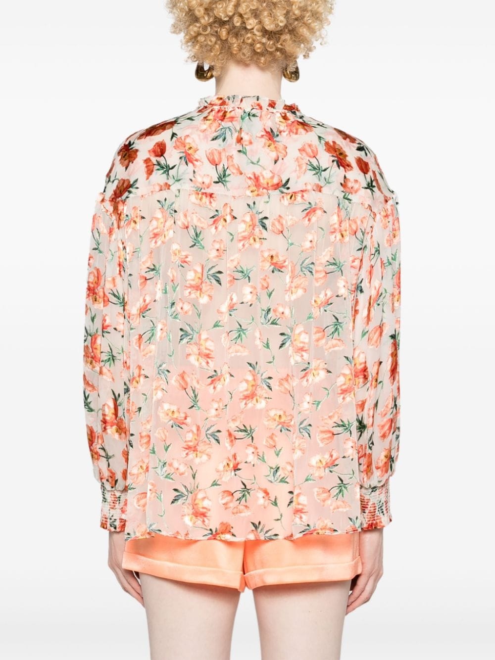 Julius floral-jacquard organza blouse - 4