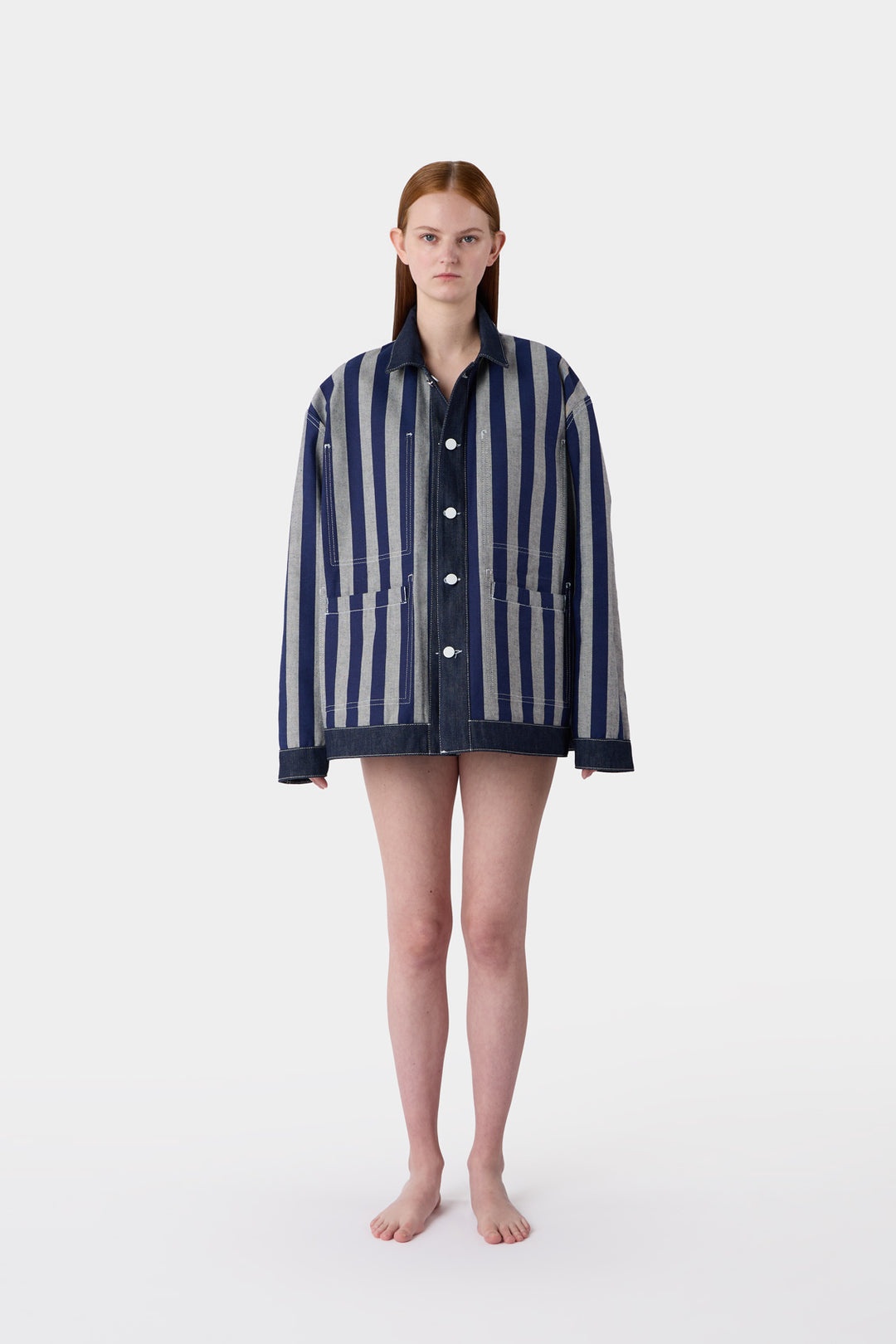 BELLIDENTRO REVERSIBLE JACKET / denim & blue stripes - 6