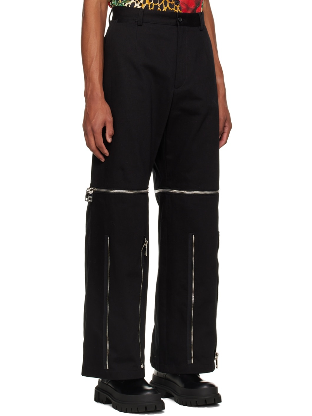 Black Zip Cargo Pants - 2