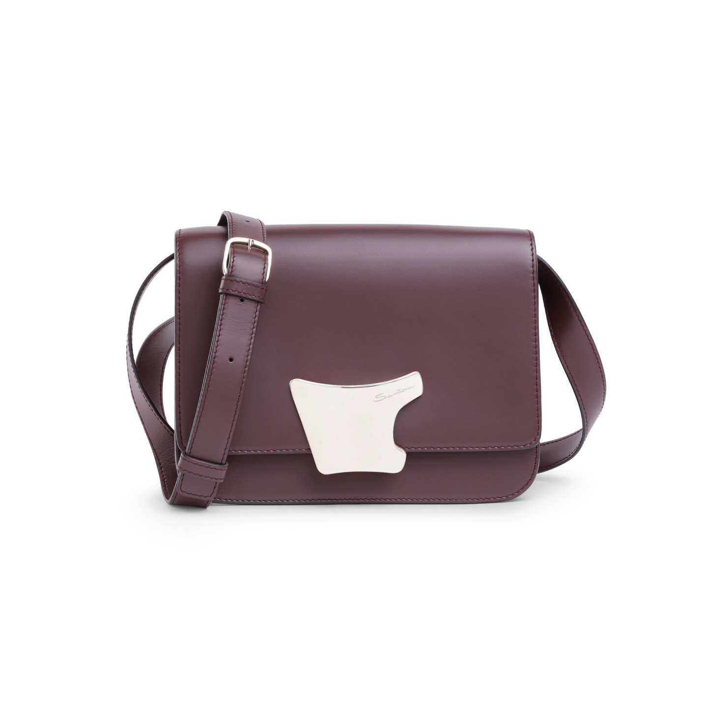 Burgundy leather crossbody bag - 1