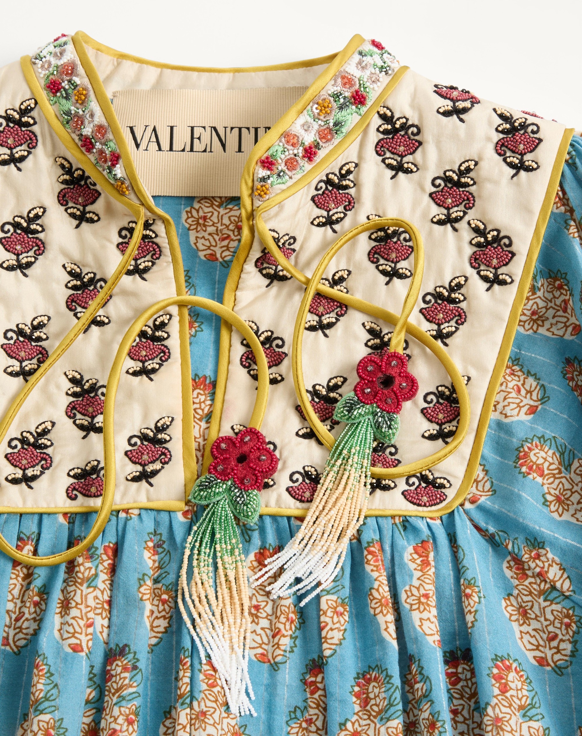 COTTON AND LUREX TOP WITH EMBROIDERED PETALES D'AMOUR PRINT - 8