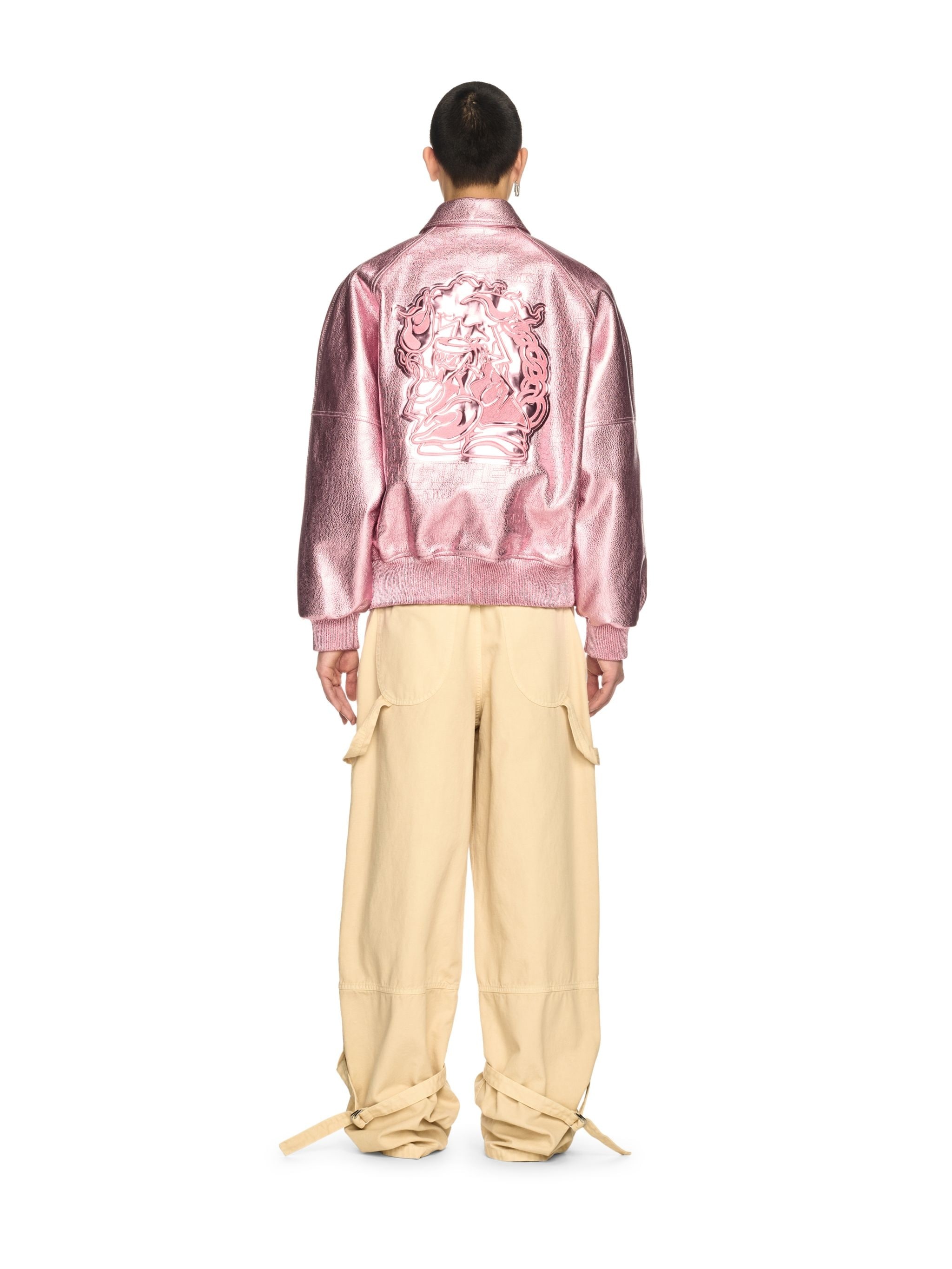 Pink Scorpion Leather Raglan Varsity Jacket - 4