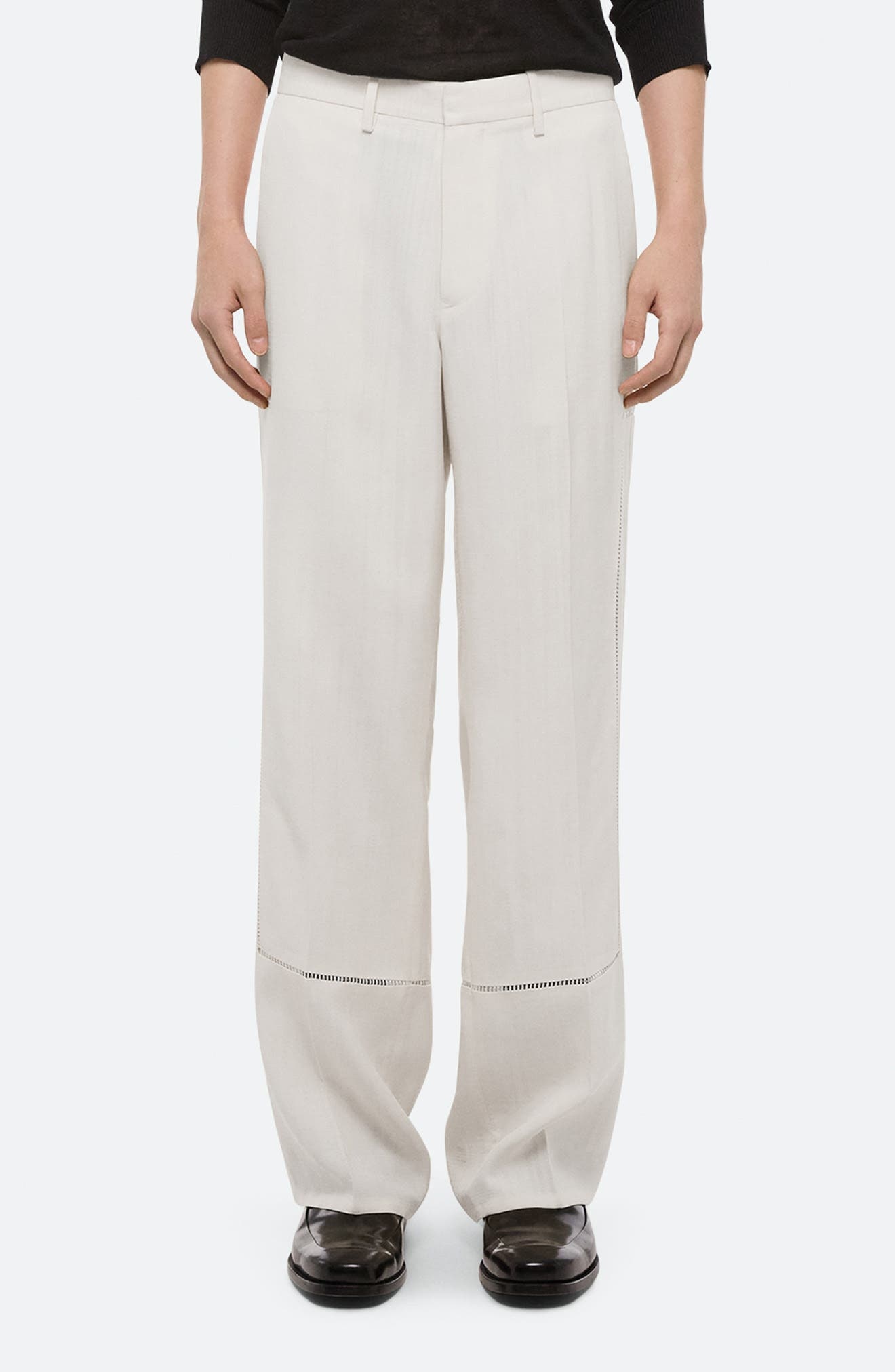 Helmut Lang Border Relaxed Fit Slub Viscose Carpenter Pants in Antique White - 1