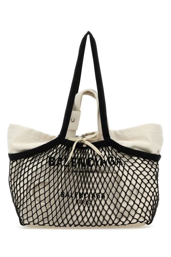 Two-tone canvas and mesh medium 24/7 shopping bag - 1