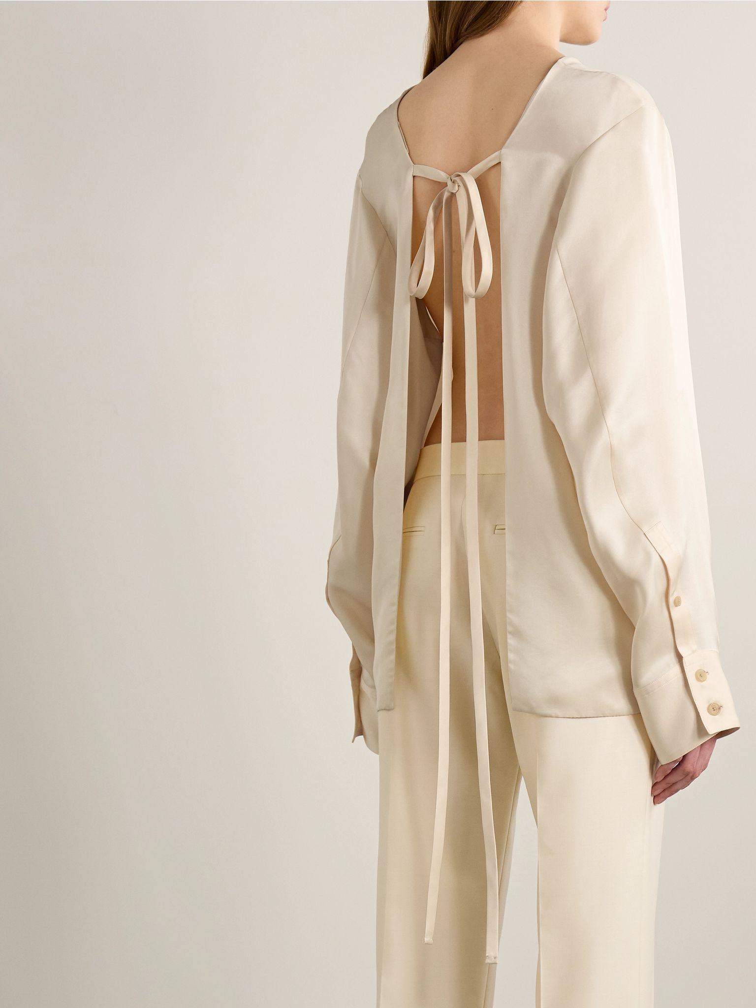 Durion open-back satin top Cream - 4