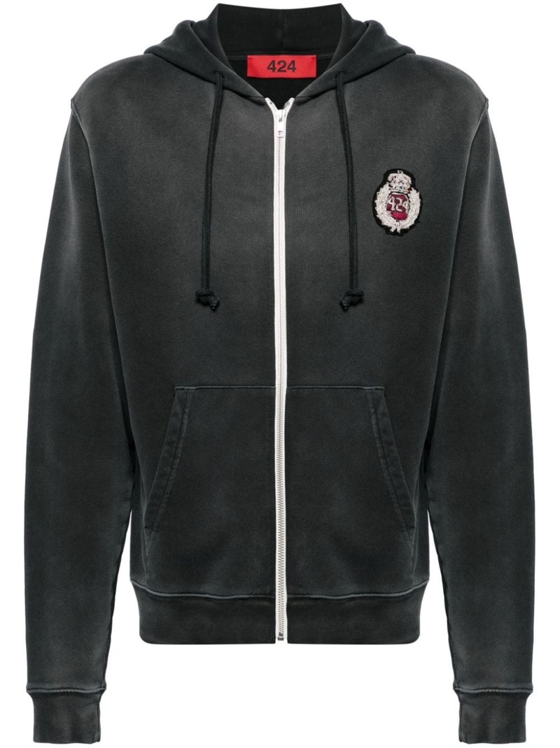 appliqué-logo cotton hoodie 1