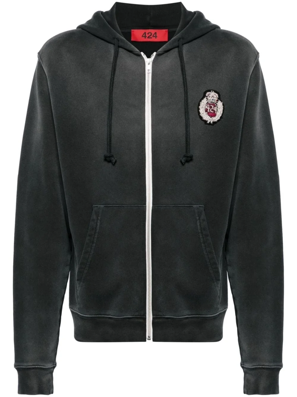 appliqué-logo cotton hoodie - 1