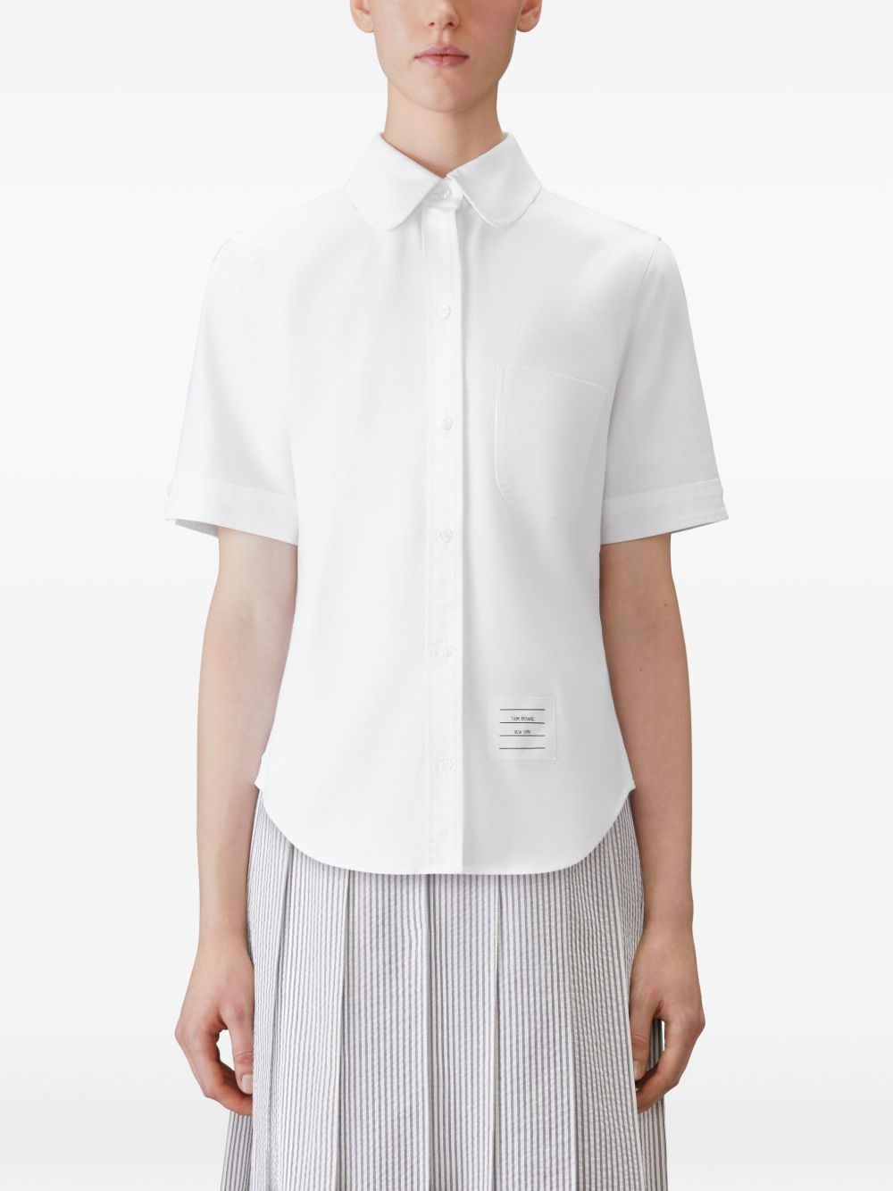 shirt-sleeve round-collar shirt - 4