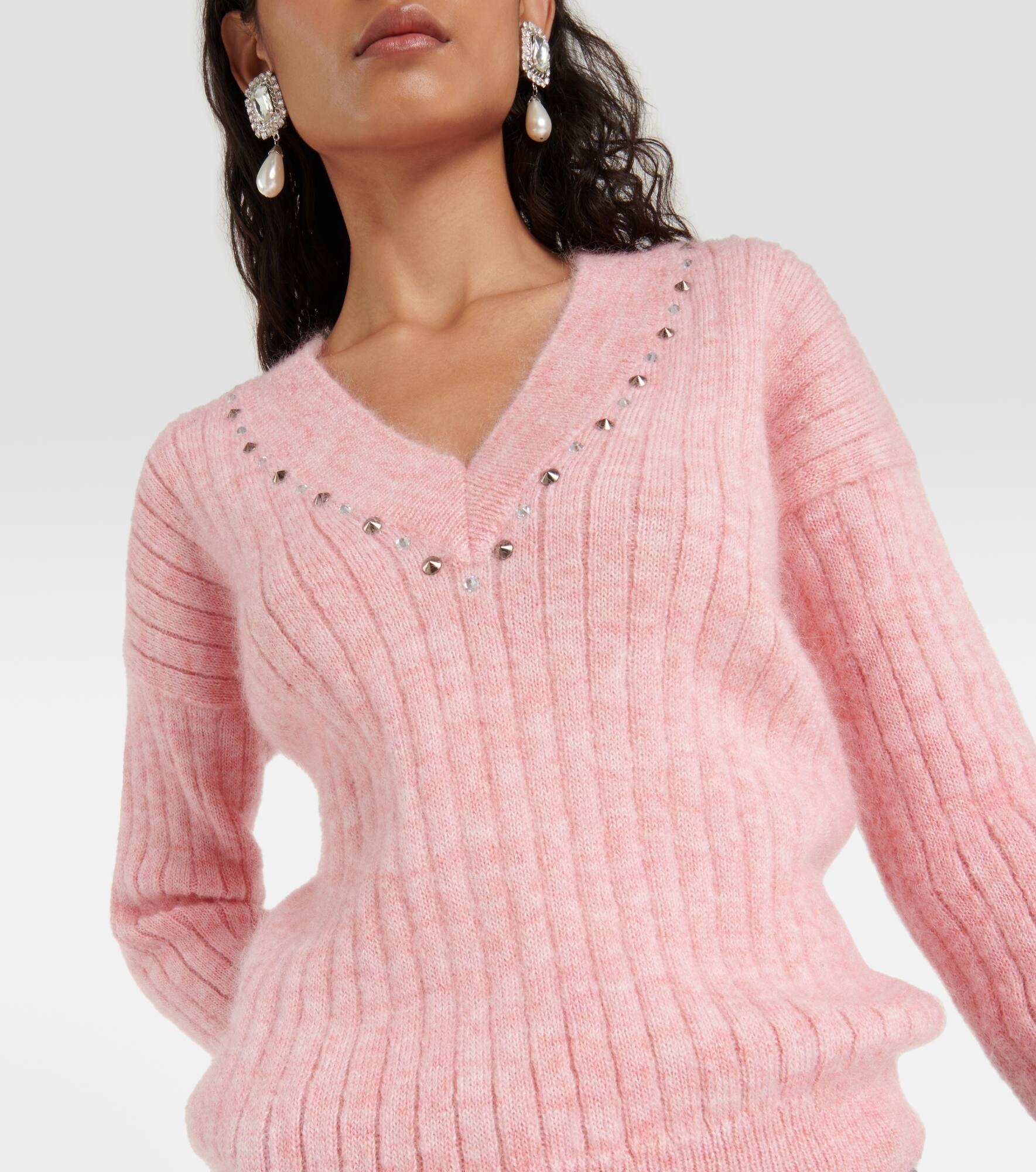 Embellished wool-blend sweater - 4