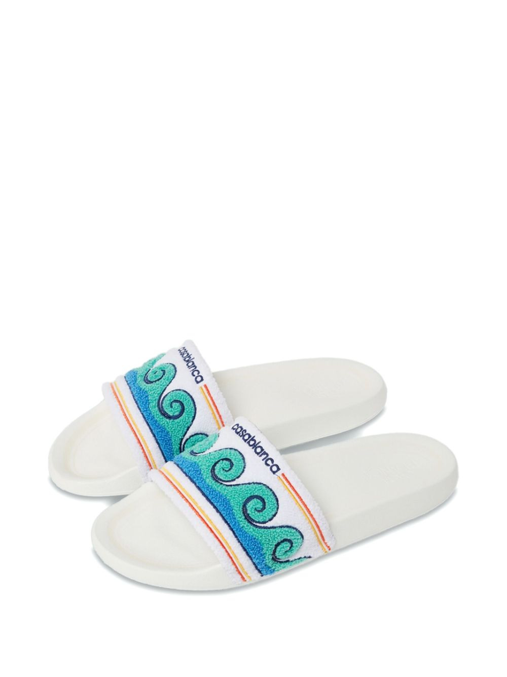 wave-pattern terry-cloth slides - 2