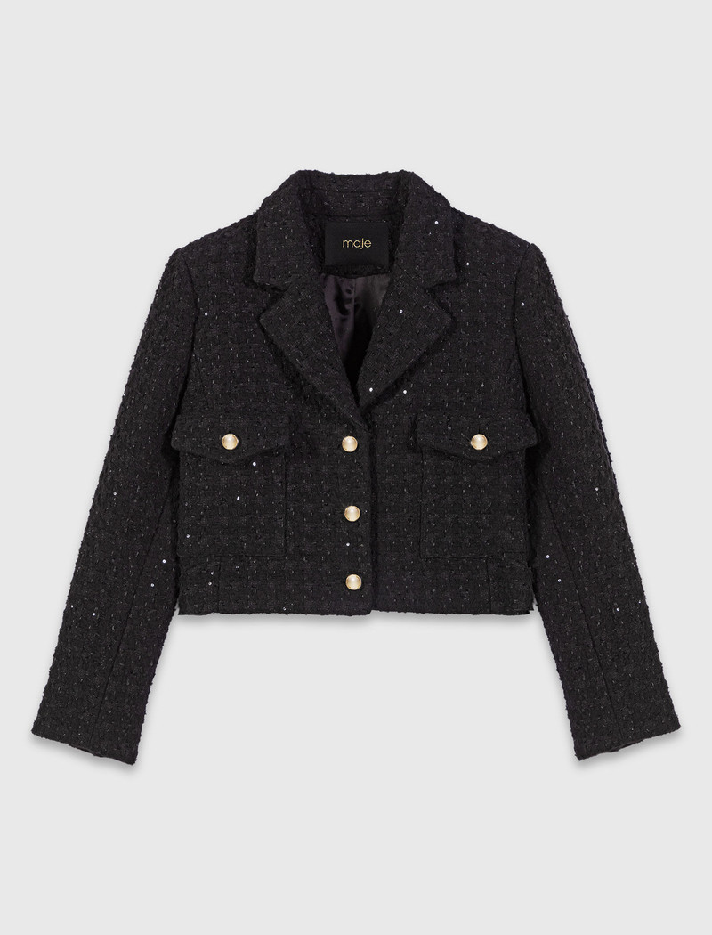 Short rhinestone tweed jacket 1