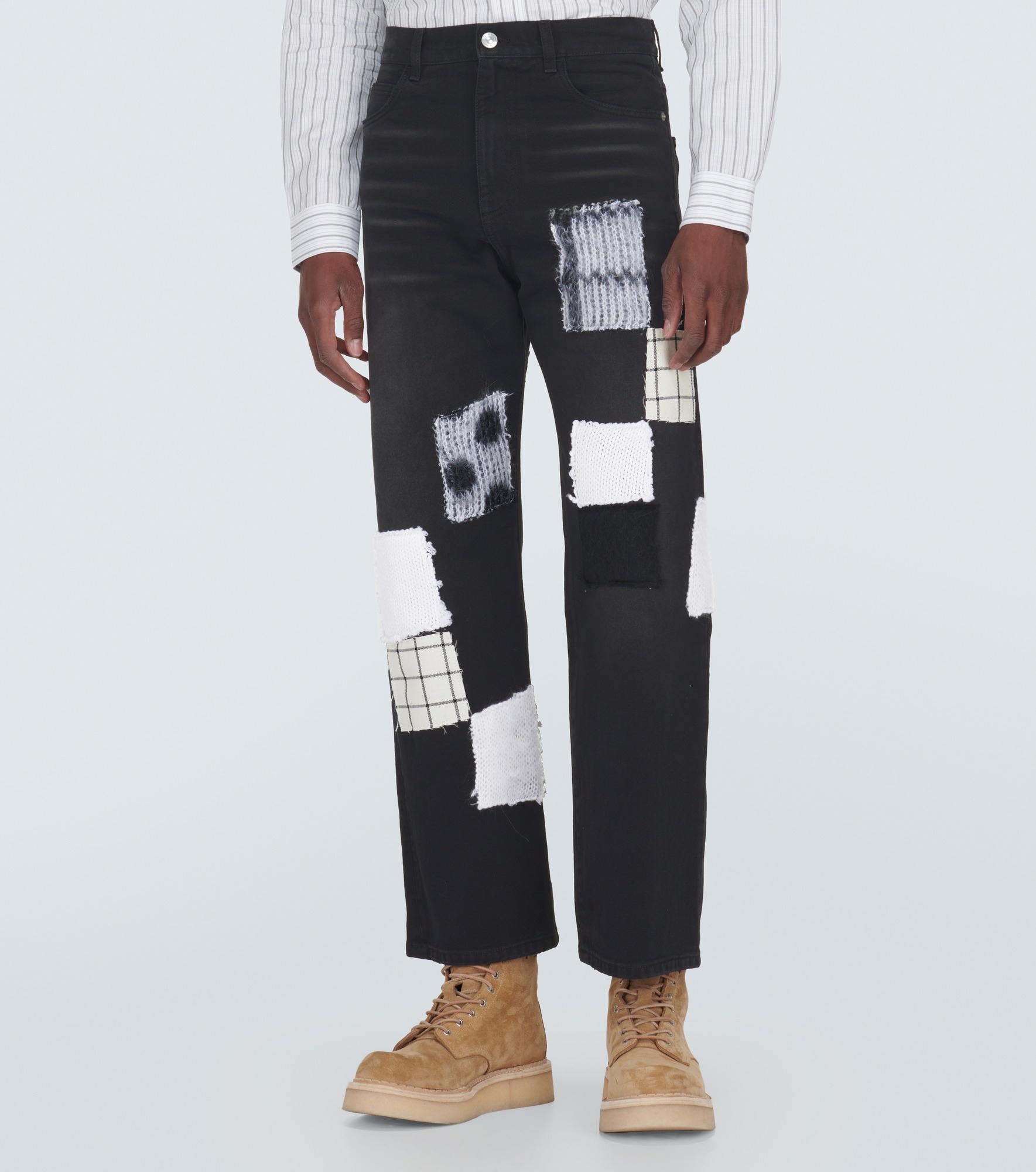【MARNI】 Patch-applique wide-leg jeans Marni Patch-appliqué wide-leg jeans Marni