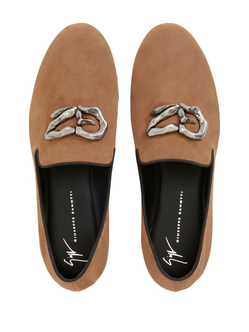 logo-plaque leather loafers 4