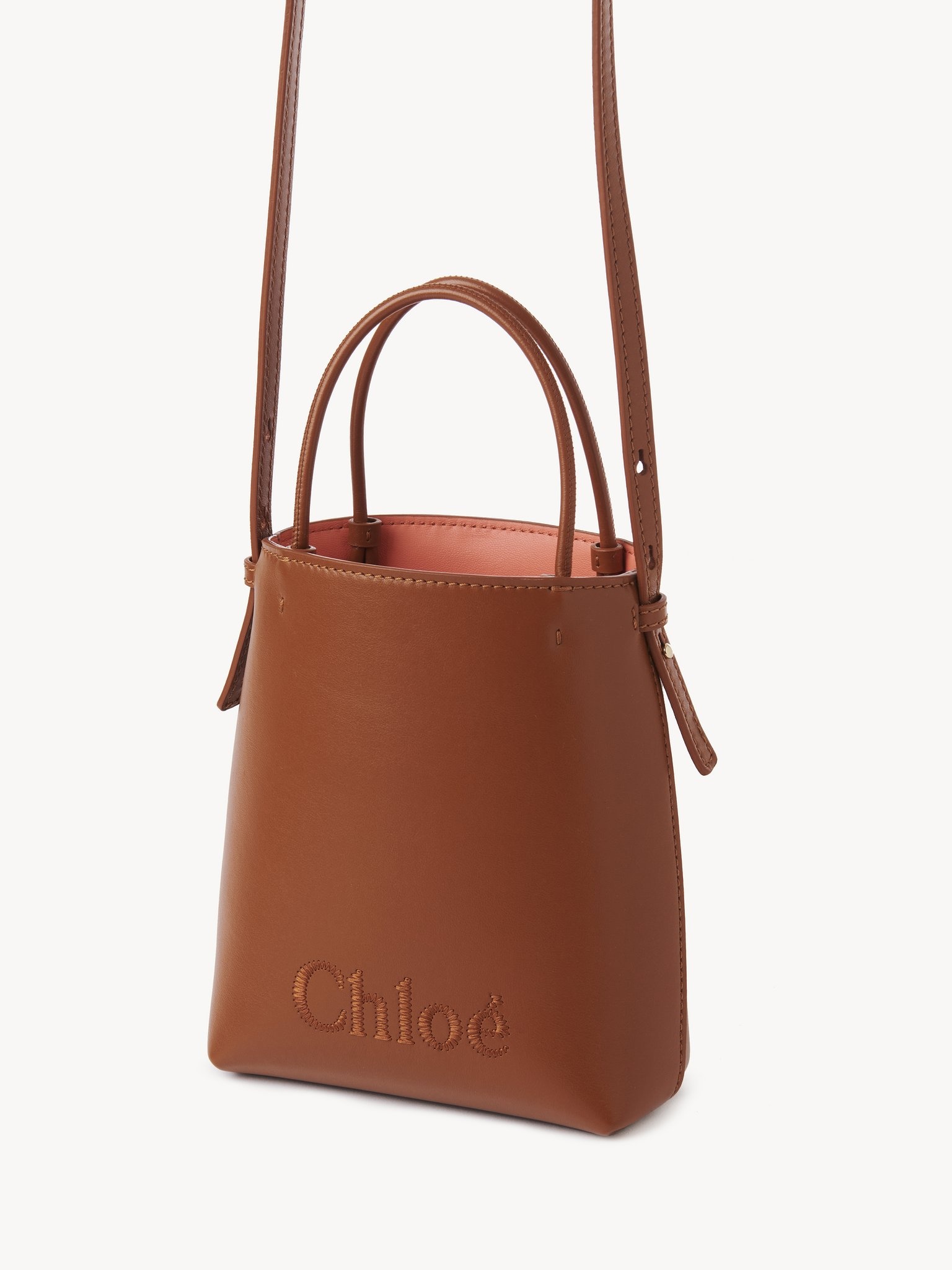 Chloé Sense Micro Leather Bucket Bag Caramel