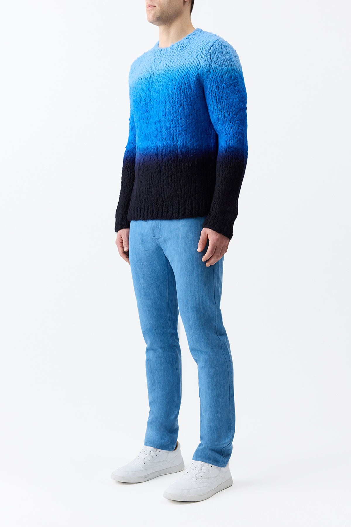 Aion Knit Sweater in Deep Dye Sky Blue Welfat Cashmere - 4
