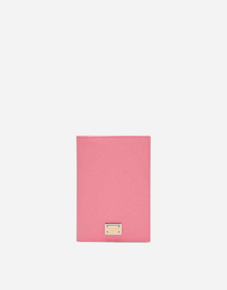 Dauphine calfskin passport holder with branded plate - 1