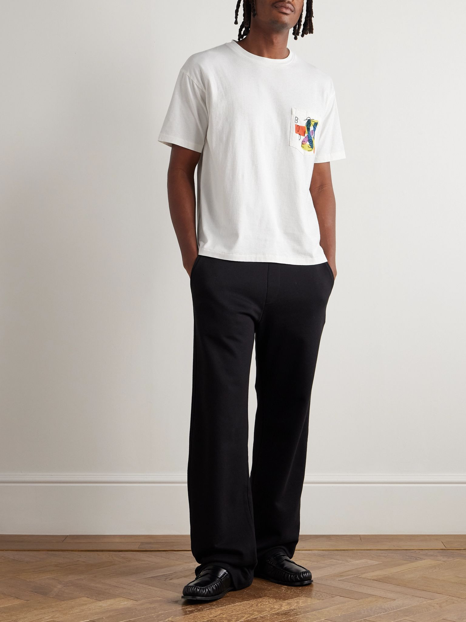 Portrait Logo-Embroidered Printed Cotton-Jersey T-Shirt White - 2
