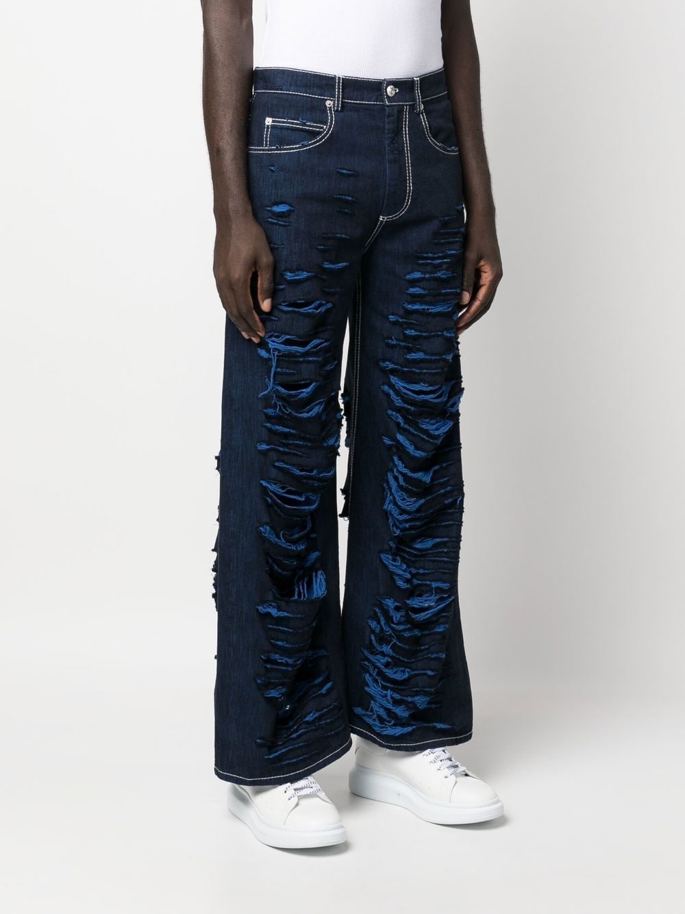 distressed straight-leg jeans - 3