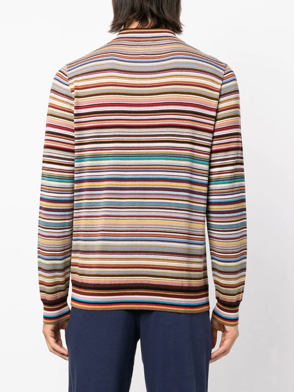 striped long-sleeved polo shirt - 4