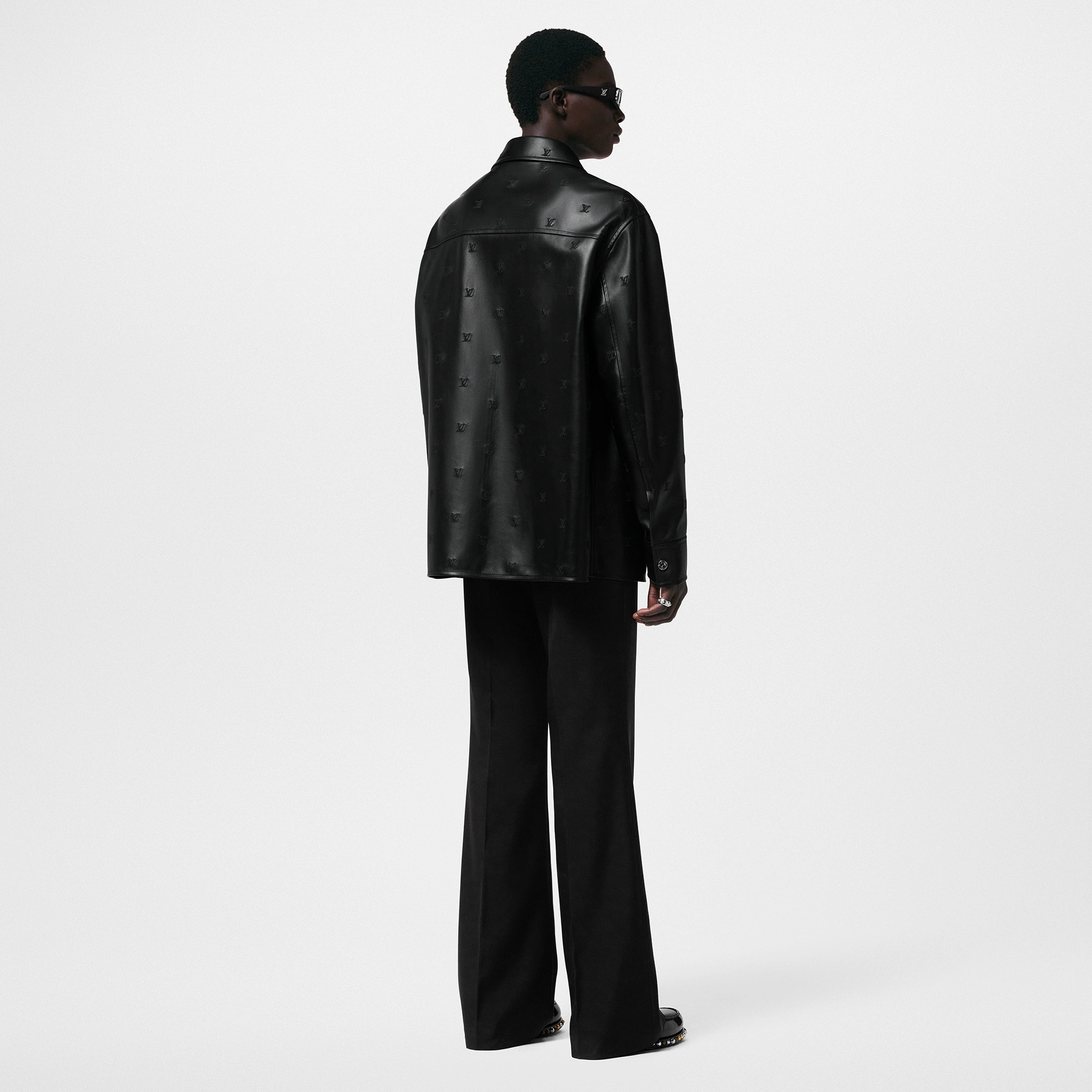 Embroidered Leather Signature Overshirt - 3